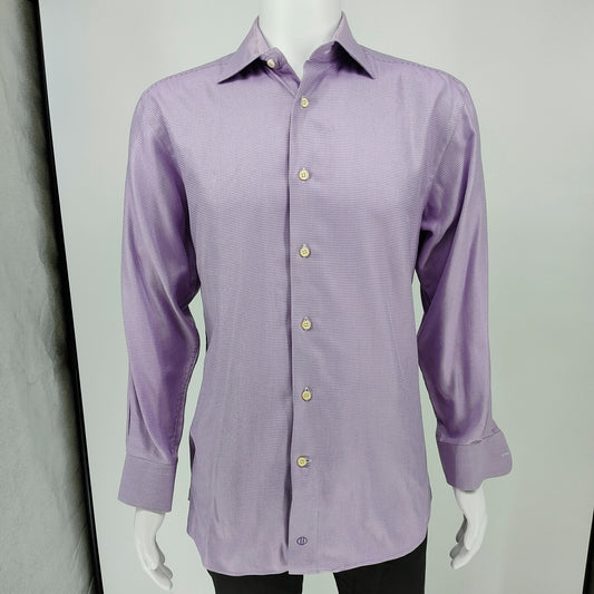 NWOT David Donahue Purple Micro Check Button Up Dress Shirt (15 32/33)