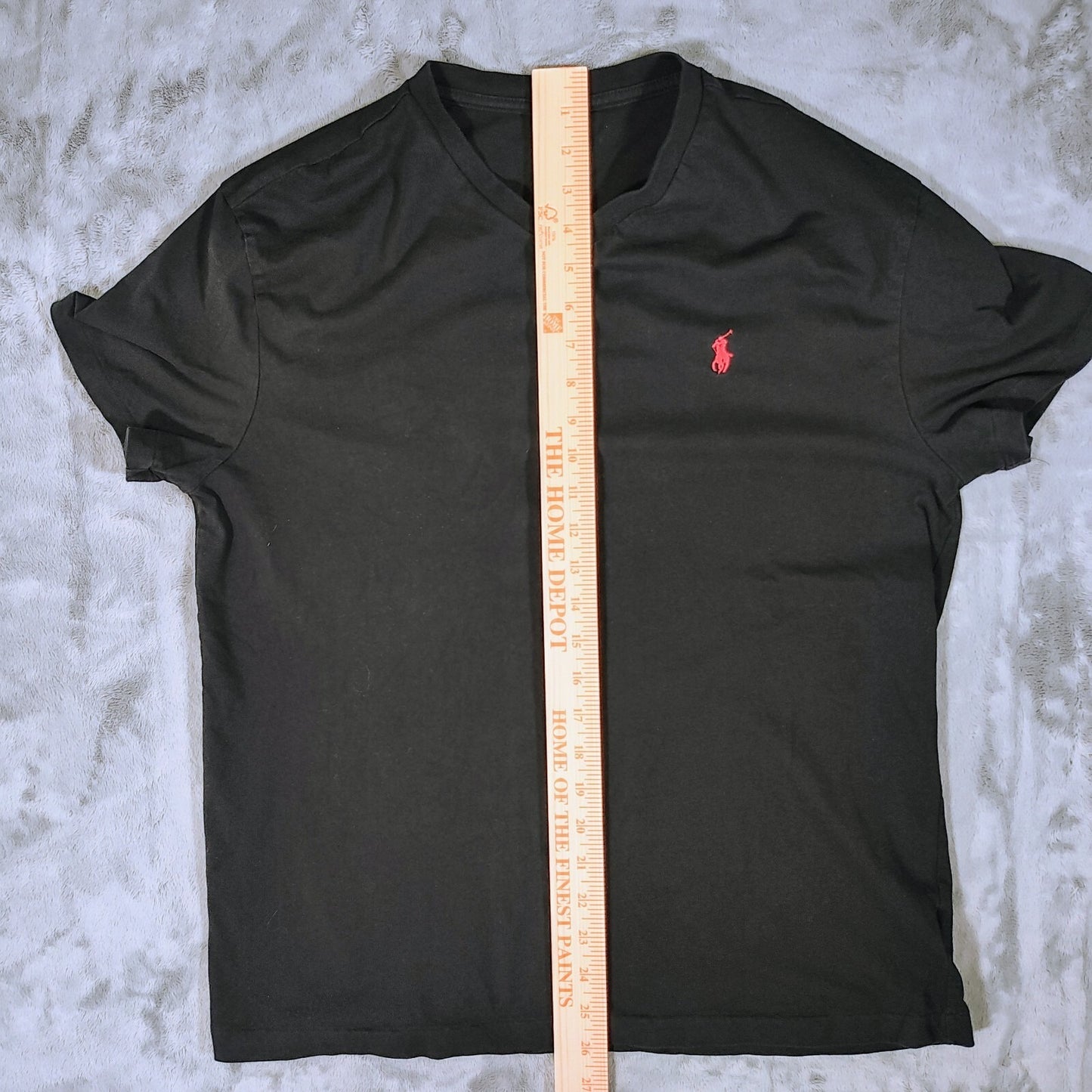 Polo Ralph Lauren Classic Fit Black V-Neck T-Shirt with Red Pony Chest Logo (M)