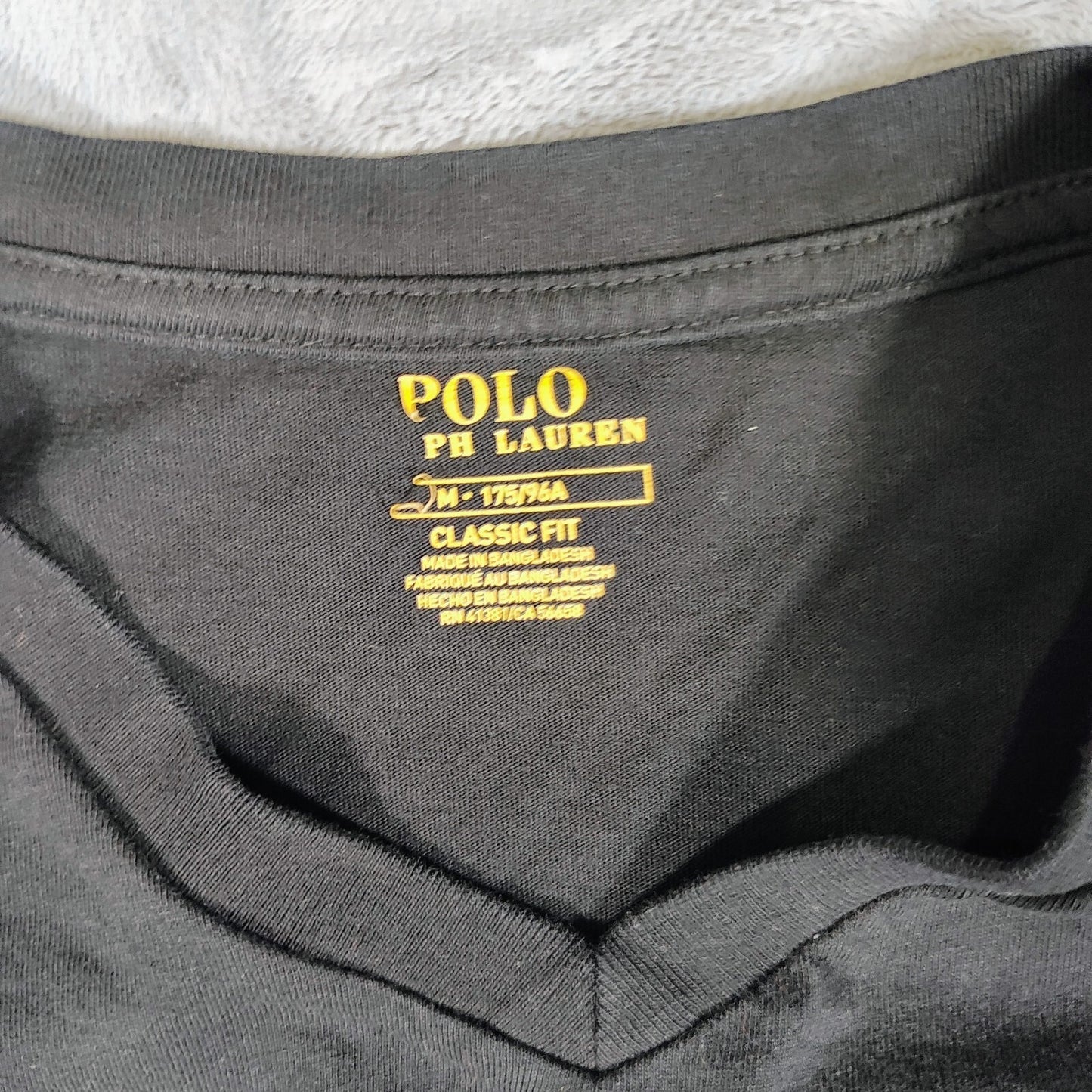 Polo Ralph Lauren Classic Fit Black V-Neck T-Shirt with Red Pony Chest Logo (M)