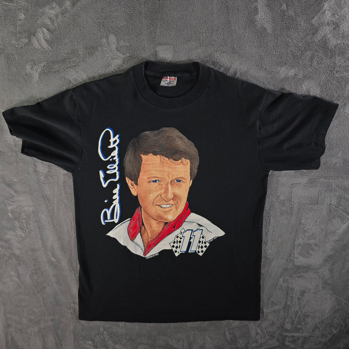 Vintage 1990s Sof Tee by Tee Jays NASCAR Bill Elliot # 11 Portrait T-Shirt (M)