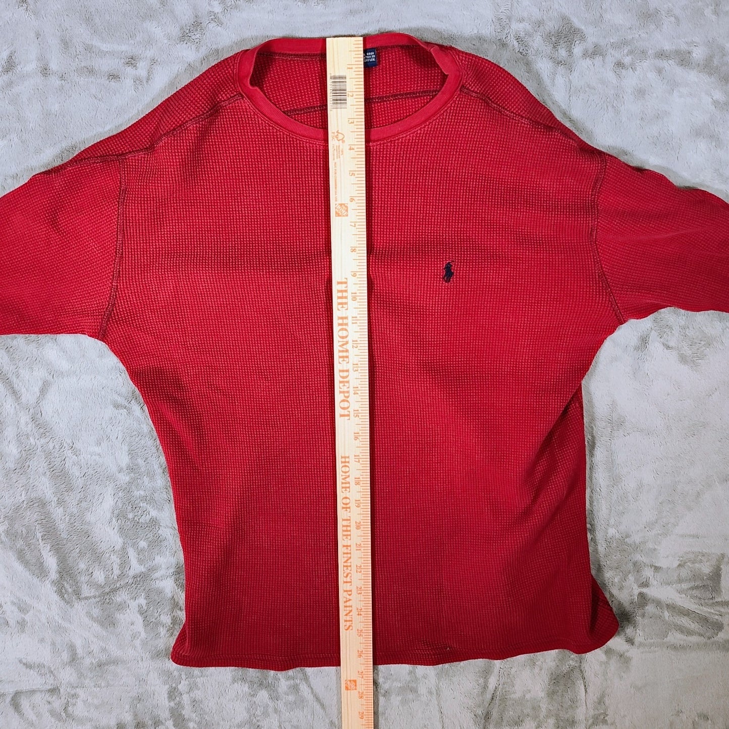 Polo Ralph Lauren Sleepwear Red Waffle Knit Thermal Pajama Logo Shirt (Large)