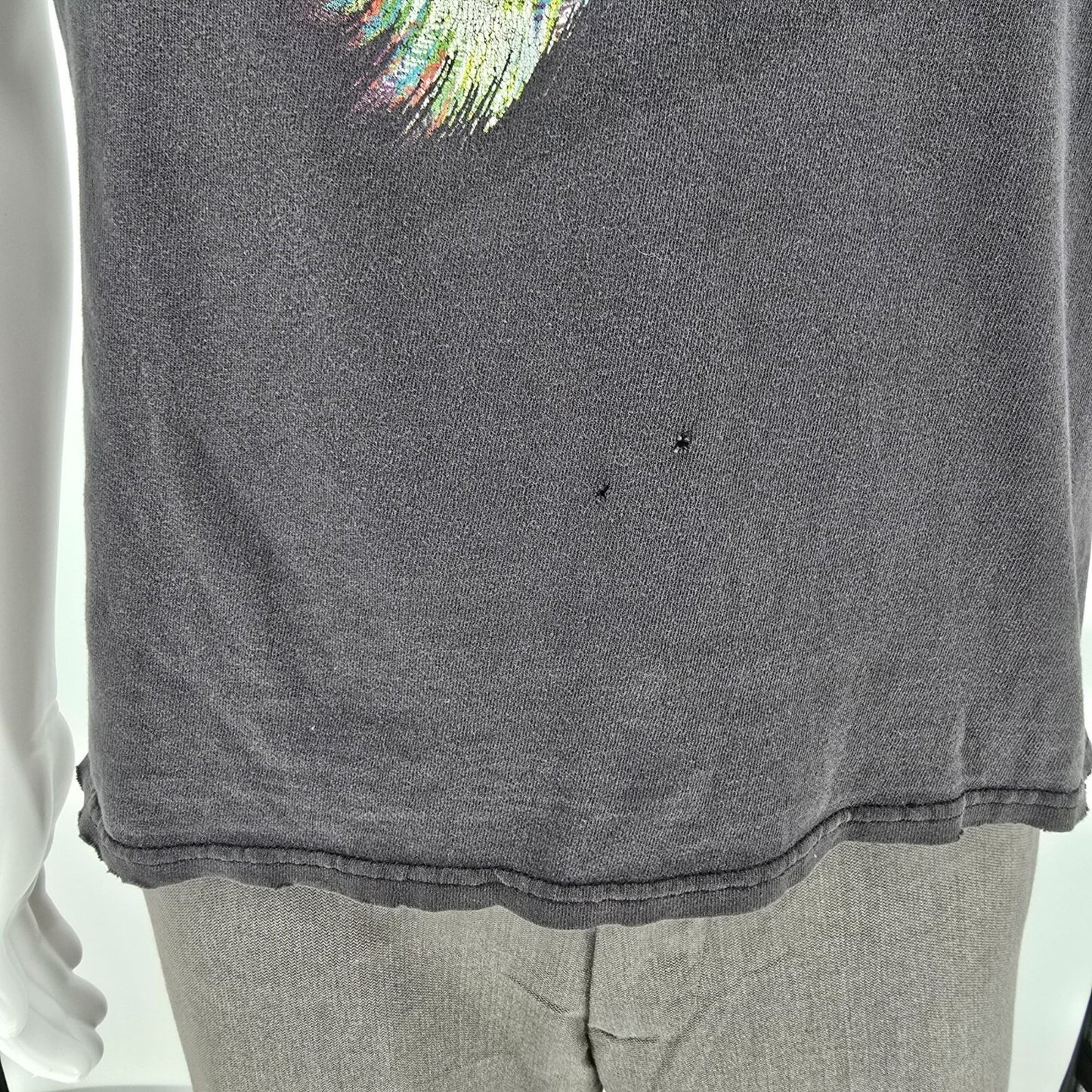 Thrashed Black Y2K Delta Apparel Multicolor Wolf Graphic T-Shirt (Medium)