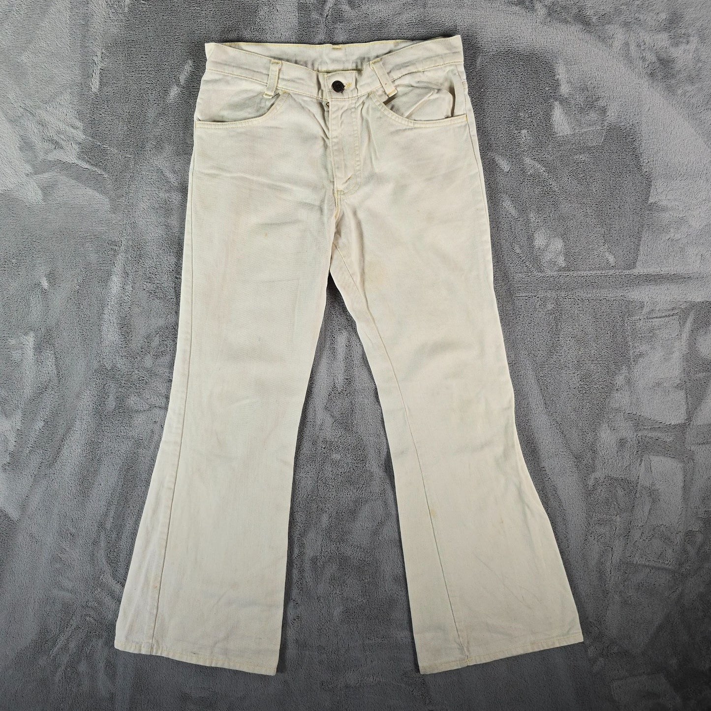 Vintage 1970s Levi's Cream Cotton Twill White Tab Flare Leg Pants (29x27)