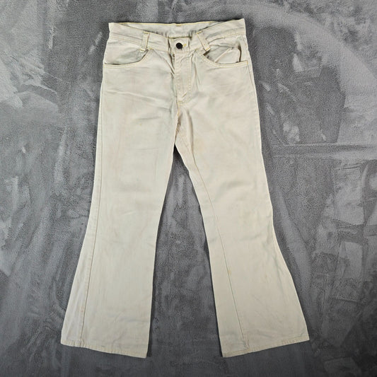 Vintage 1970s Levi's Cream Cotton Twill White Tab Flare Leg Pants (29x27)