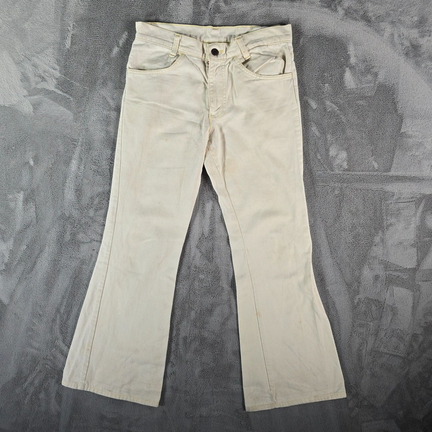 Vintage 1970s Levi's Cream Cotton Twill White Tab Flare Leg Pants (29x27)