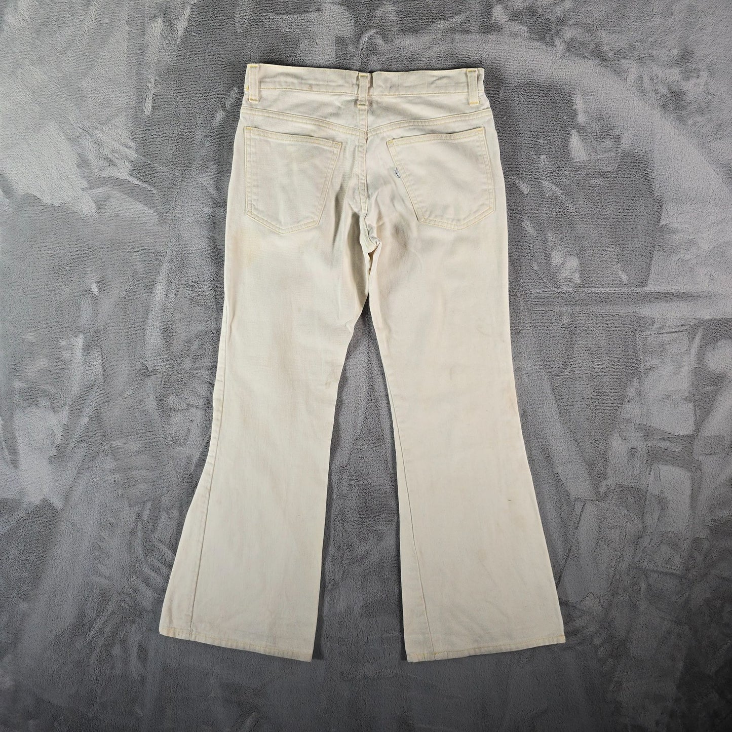 Vintage 1970s Levi's Cream Cotton Twill White Tab Flare Leg Pants (29x27)