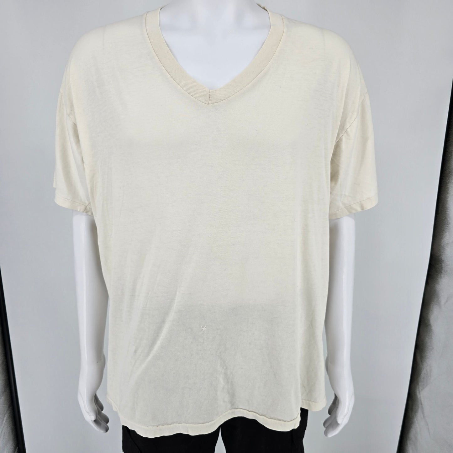 Vintage Late 1990s Stafford Relaxed Fit V-Neck Blank T-Shirt/Undershirt (XL)