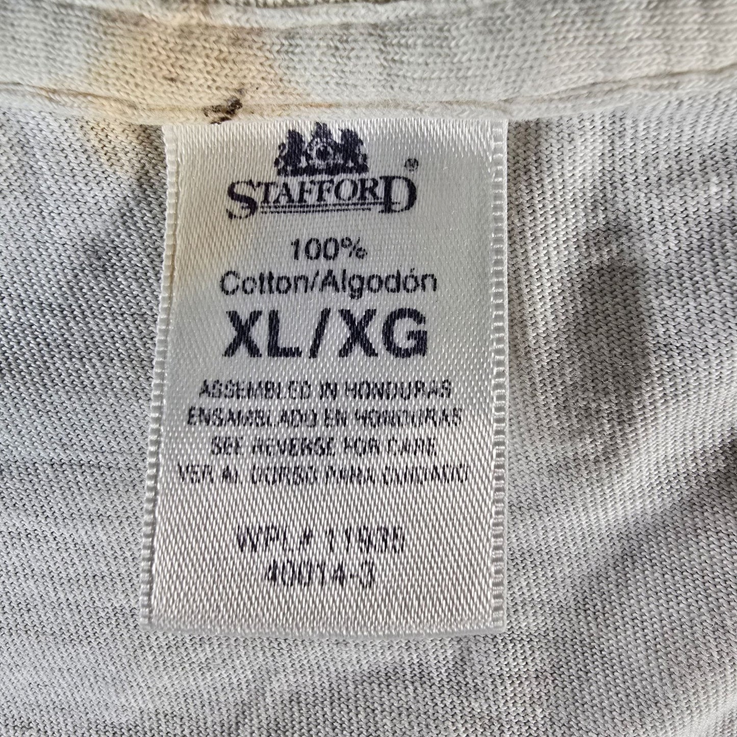 Vintage Late 1990s Stafford Relaxed Fit V-Neck Blank T-Shirt/Undershirt (XL)