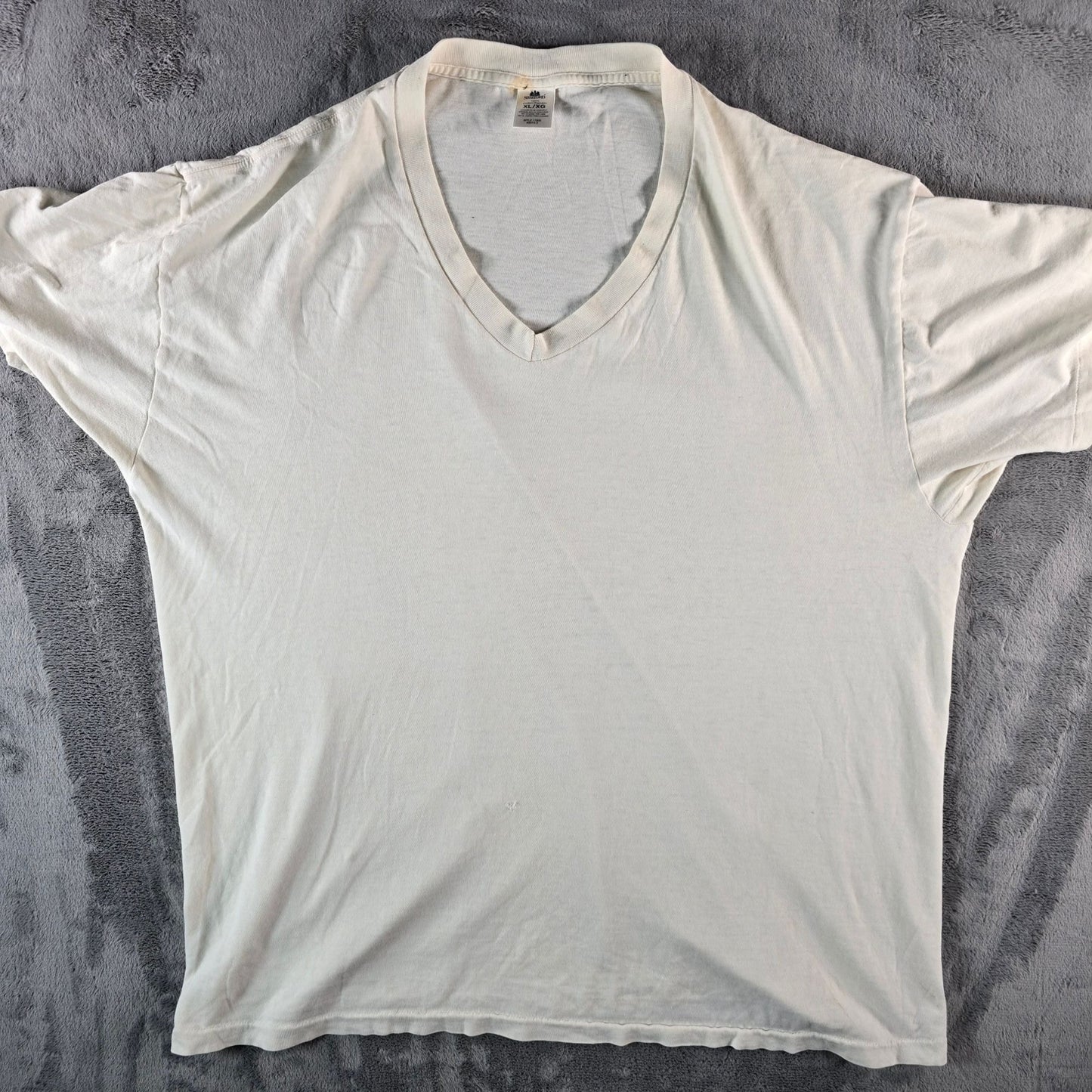Vintage Late 1990s Stafford Relaxed Fit V-Neck Blank T-Shirt/Undershirt (XL)