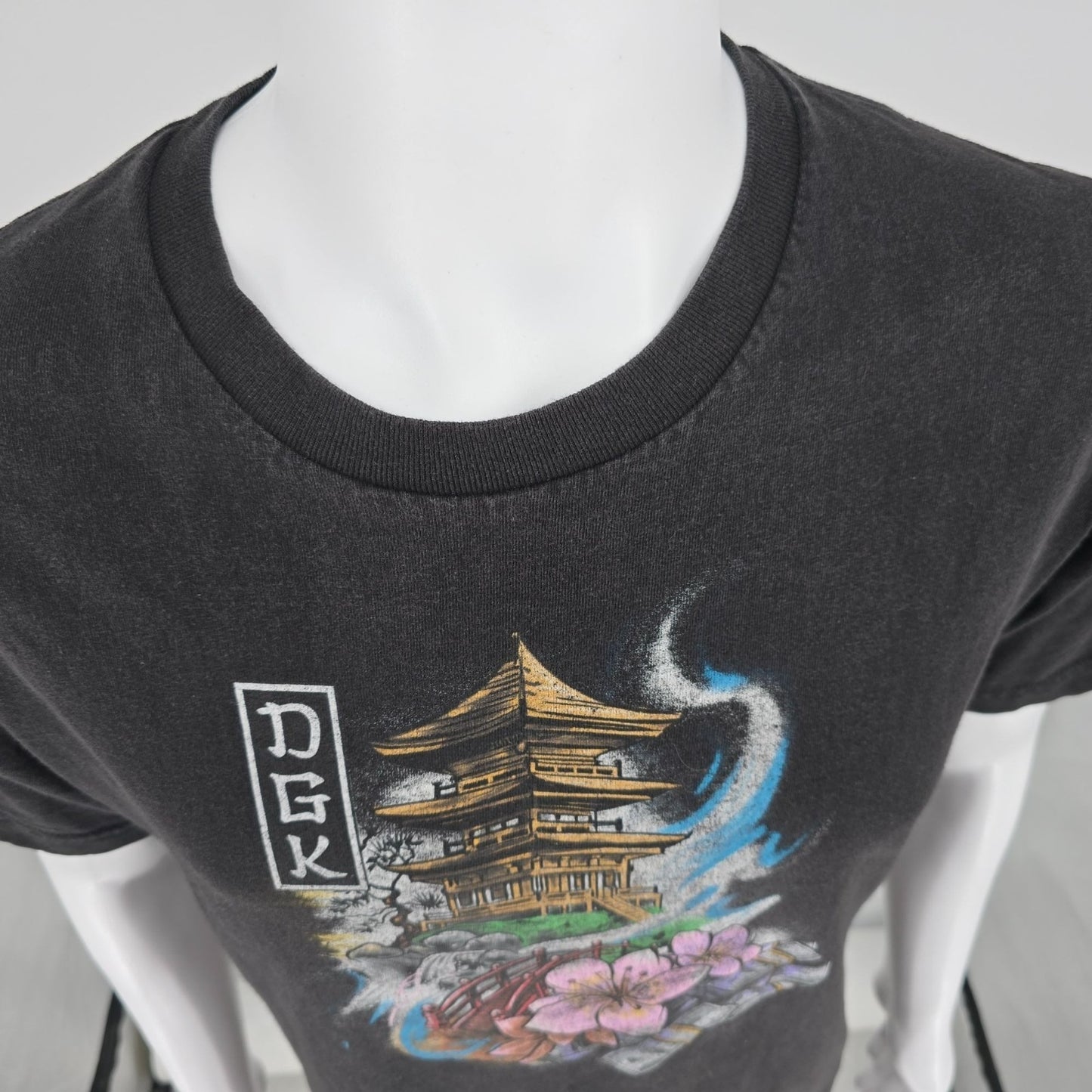 2010s DGK Dirty Ghetto Kids Pagoda and Cherry Blossom Skate Graphic T-Shirt (L)