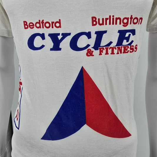 Vintage 1990s Made in USA Bedford Burlington Cycle & Fitness Cycling Jersey (M)