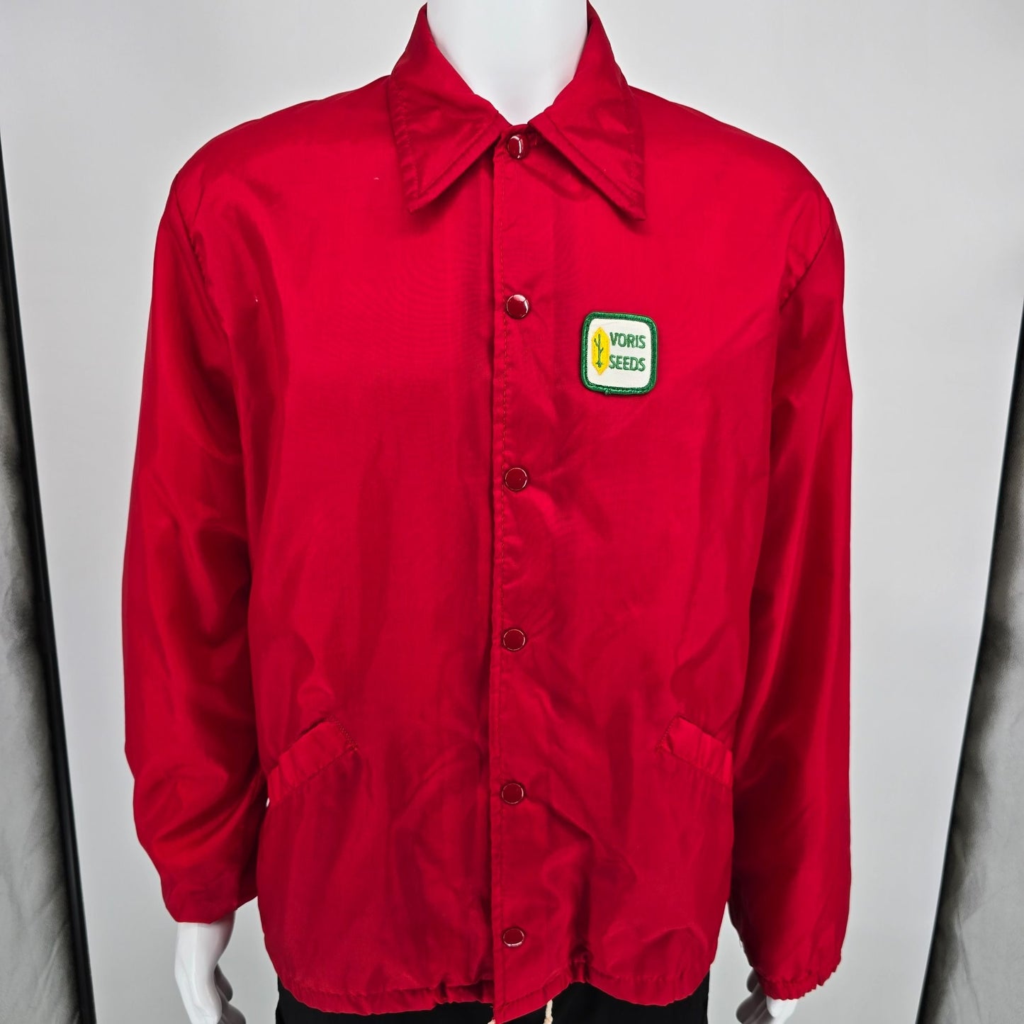 Vintage 1970s Gem Sportswear Voris Seeds Four Leaf Clover Farm Coach Jacket (L)