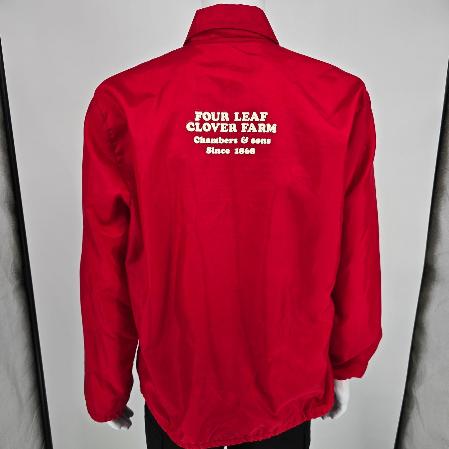 Vintage 1970s Gem Sportswear Voris Seeds Four Leaf Clover Farm Coach Jacket (L)