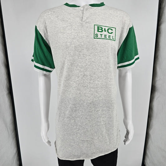 Vintage 1980s Jesco B&C Steel Nebraska #15 Henley Jersey T-Shirt (L/XL)