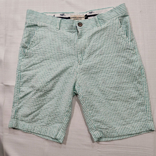 Hudson & Barrow Fair Aqua HB-7037133 Seersucker Shorts 9" Inseam (Size 30)