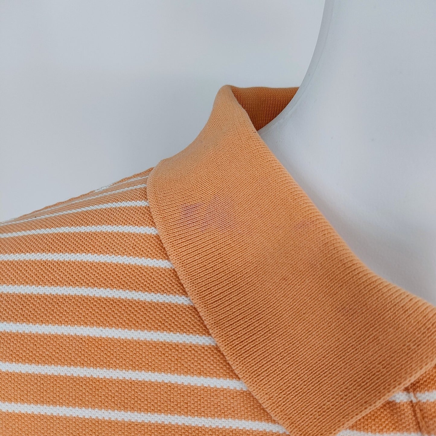 Polo by Ralph Lauren Orange Peach Striped Polo Blue Pony Logo (XL)