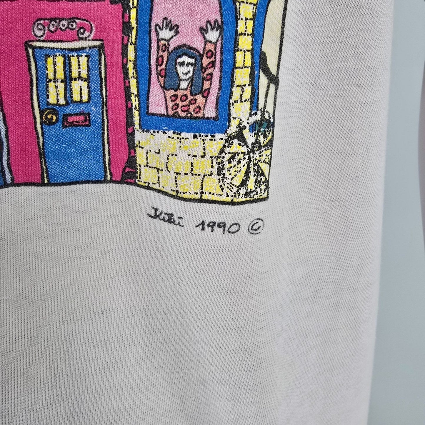 Distressed Vintage 1990s Hanes Beefy-T Kiki Suarez Guardian Angel T-Shirt (XL)