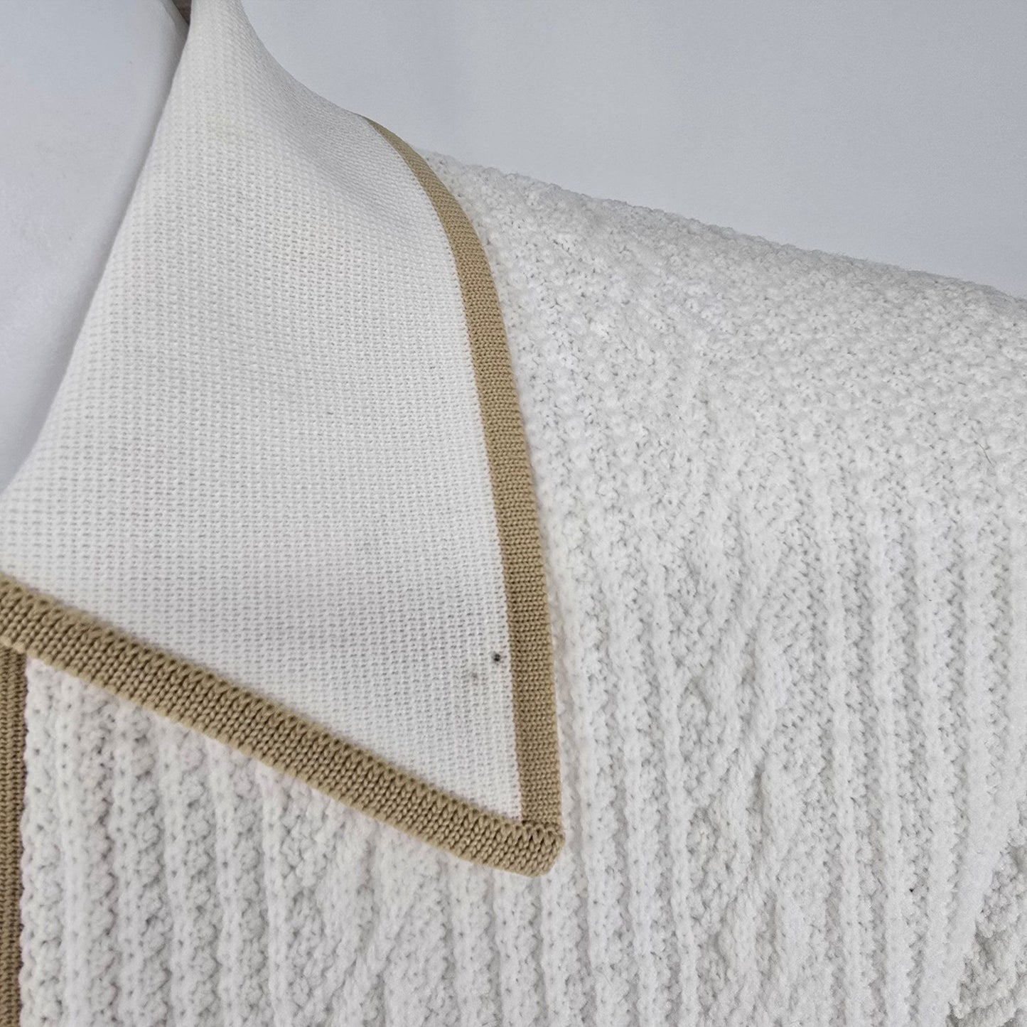 Vintage 1970s Sears King's Road Open Weave Textured Knit Polo Shirt (M)