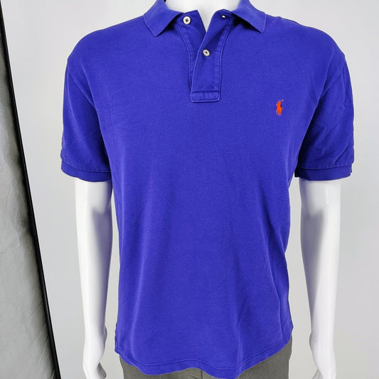 Vintage 1990s Polo Ralph Lauren Bluish Purple Polo Orange Pony Logo (Large)