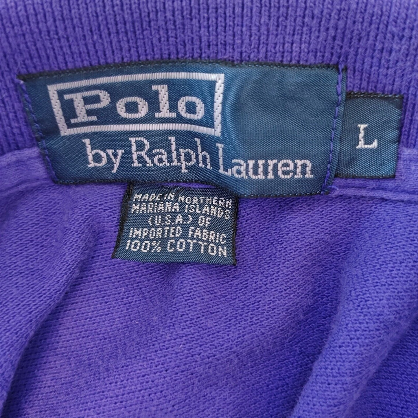 Vintage 1990s Polo Ralph Lauren Bluish Purple Polo Orange Pony Logo (Large)