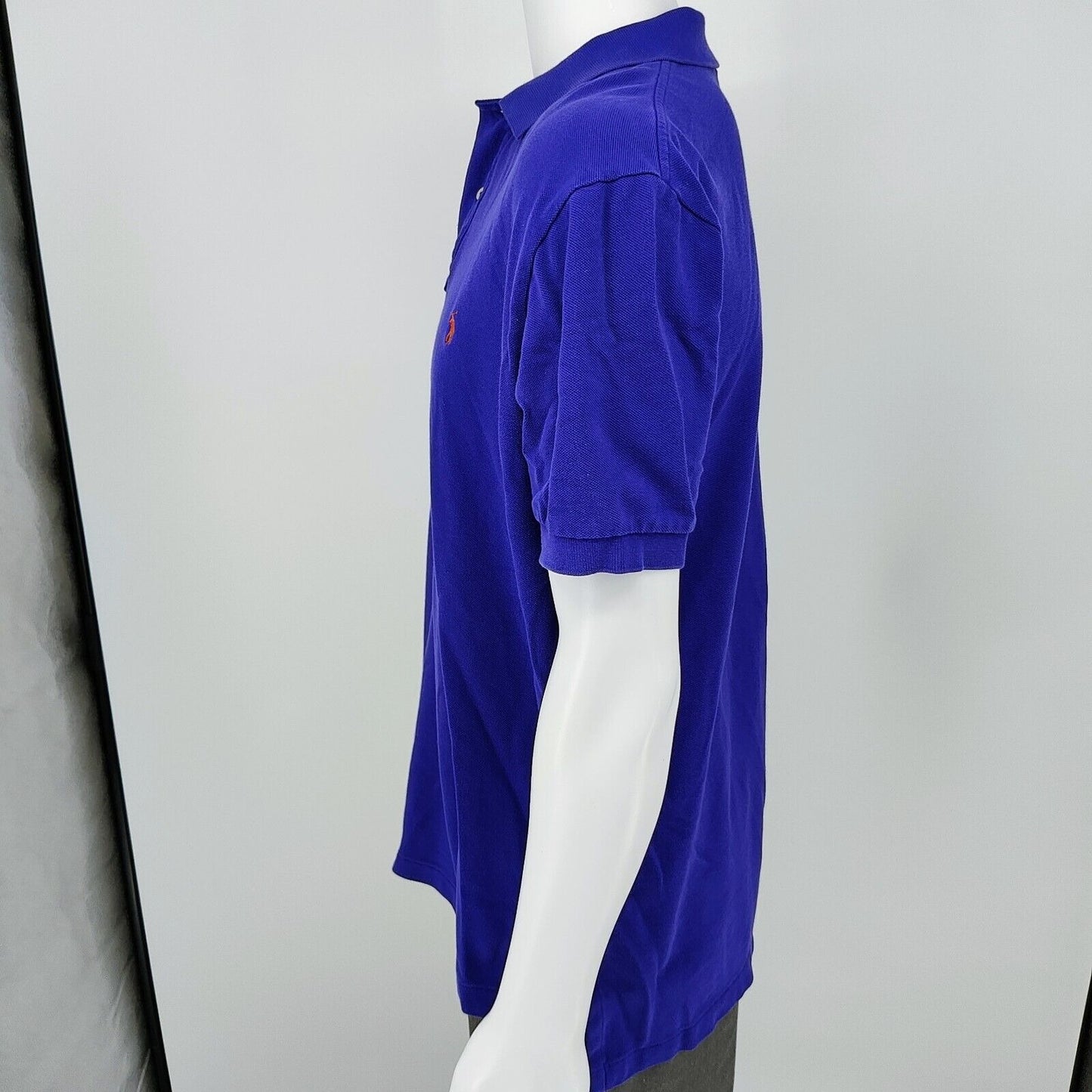 Vintage 1990s Polo Ralph Lauren Bluish Purple Polo Orange Pony Logo (Large)