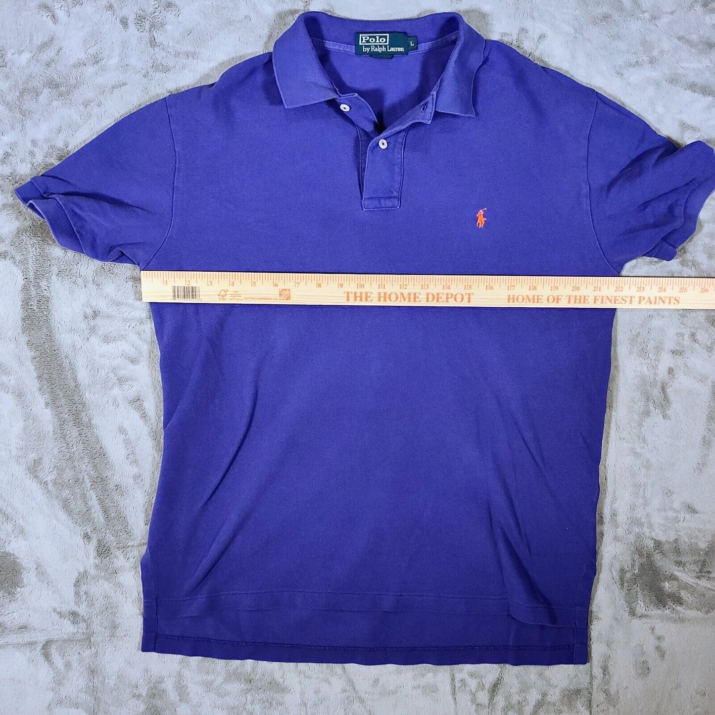 Vintage 1990s Polo Ralph Lauren Bluish Purple Polo Orange Pony Logo (Large)