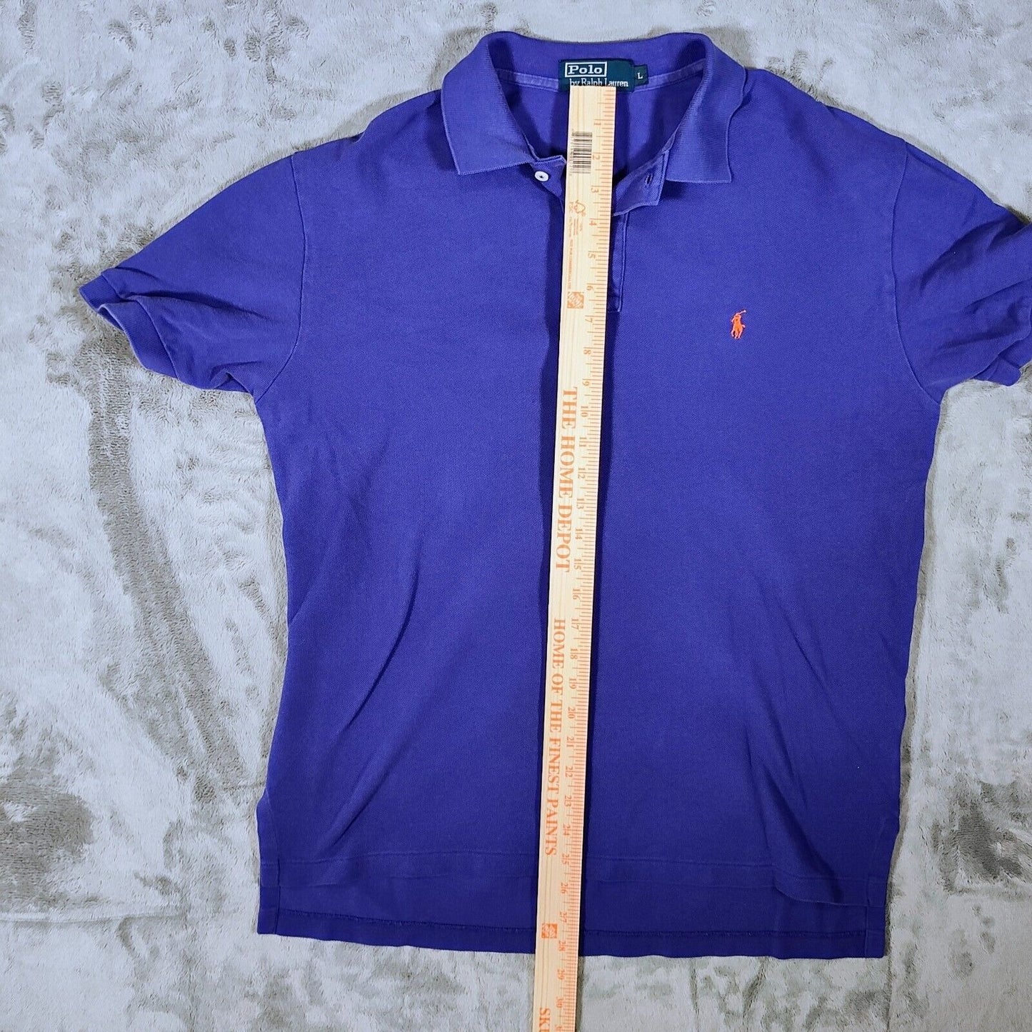 Vintage 1990s Polo Ralph Lauren Bluish Purple Polo Orange Pony Logo (Large)