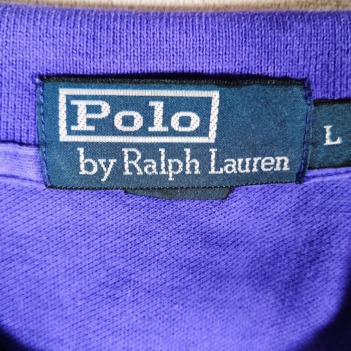 Vintage 1990s Polo Ralph Lauren Bluish Purple Polo Orange Pony Logo (Large)