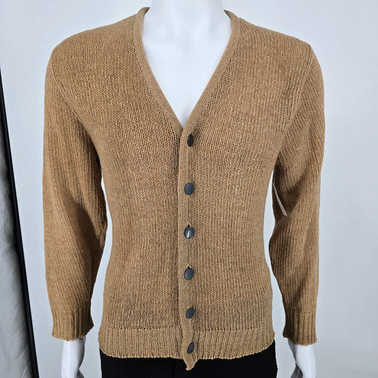 Vintage 1960s Carlyle Lambs Wool Button Front V-Neck Cardigan Sweater (S)