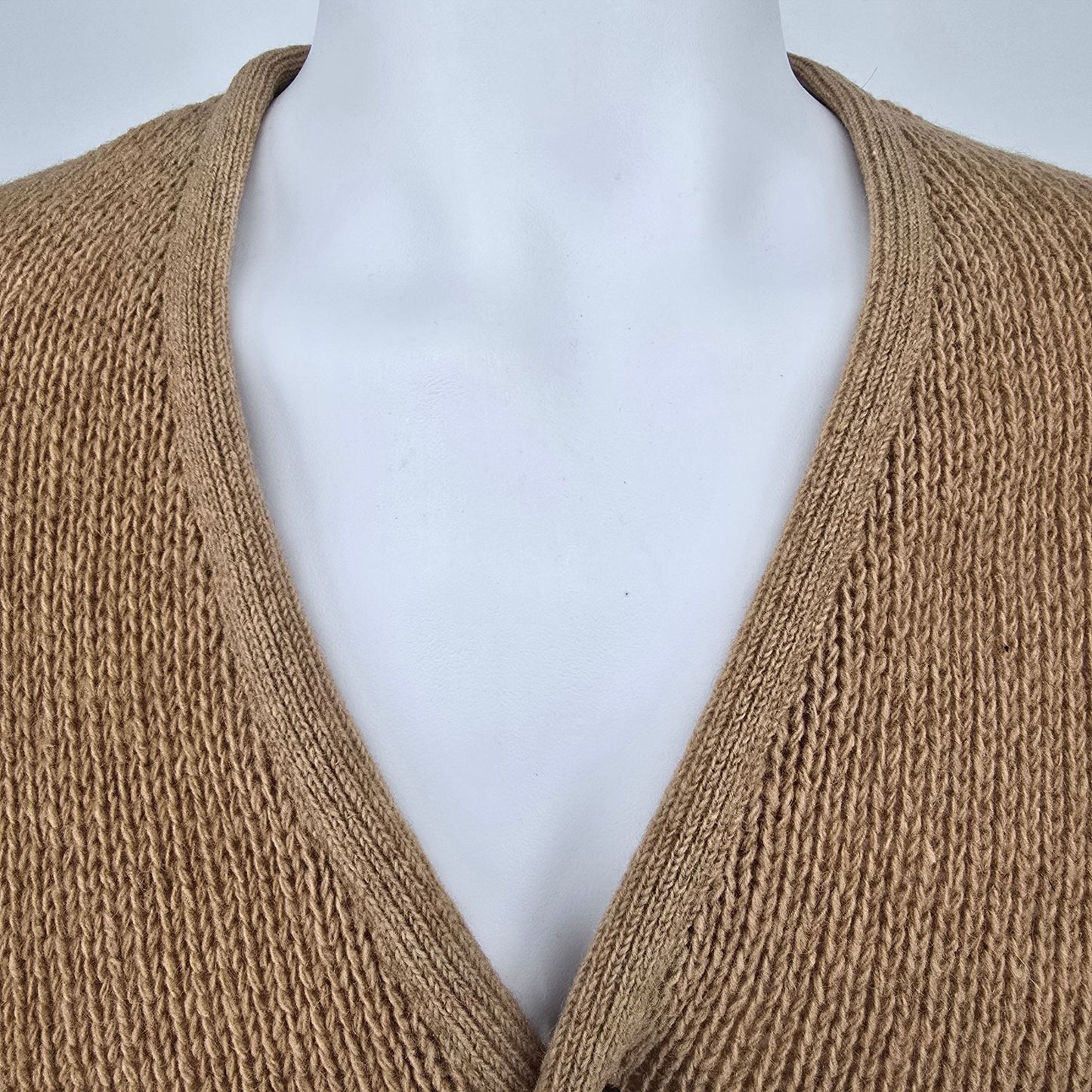 Vintage 1960s Carlyle Lambs Wool Button Front V-Neck Cardigan Sweater (S)