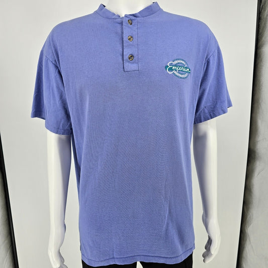 Vintage 1990s Oneita Power-T Original Emporium Restaurant Henley T-Shirt (XL)