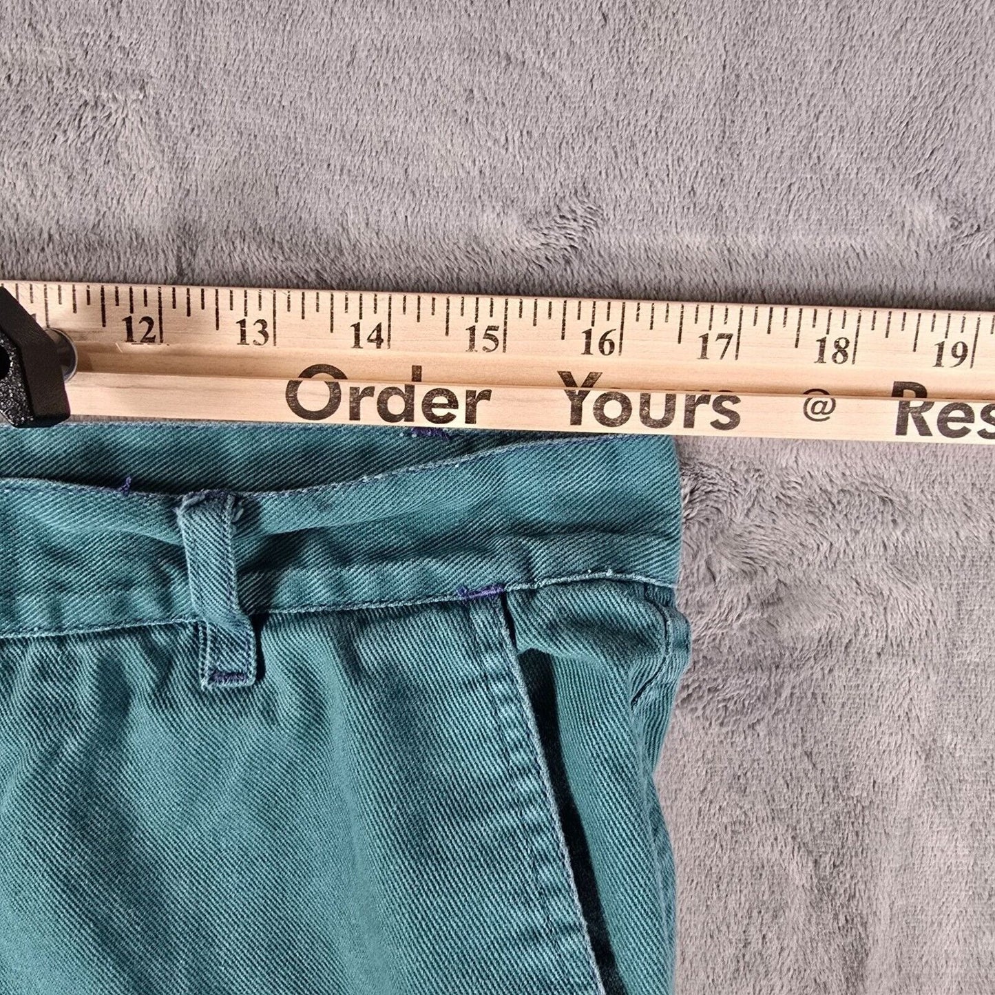 Vintage Y2K Distressed Teal Cotton Workwear Pants w/ Purple Stitching (33x30)