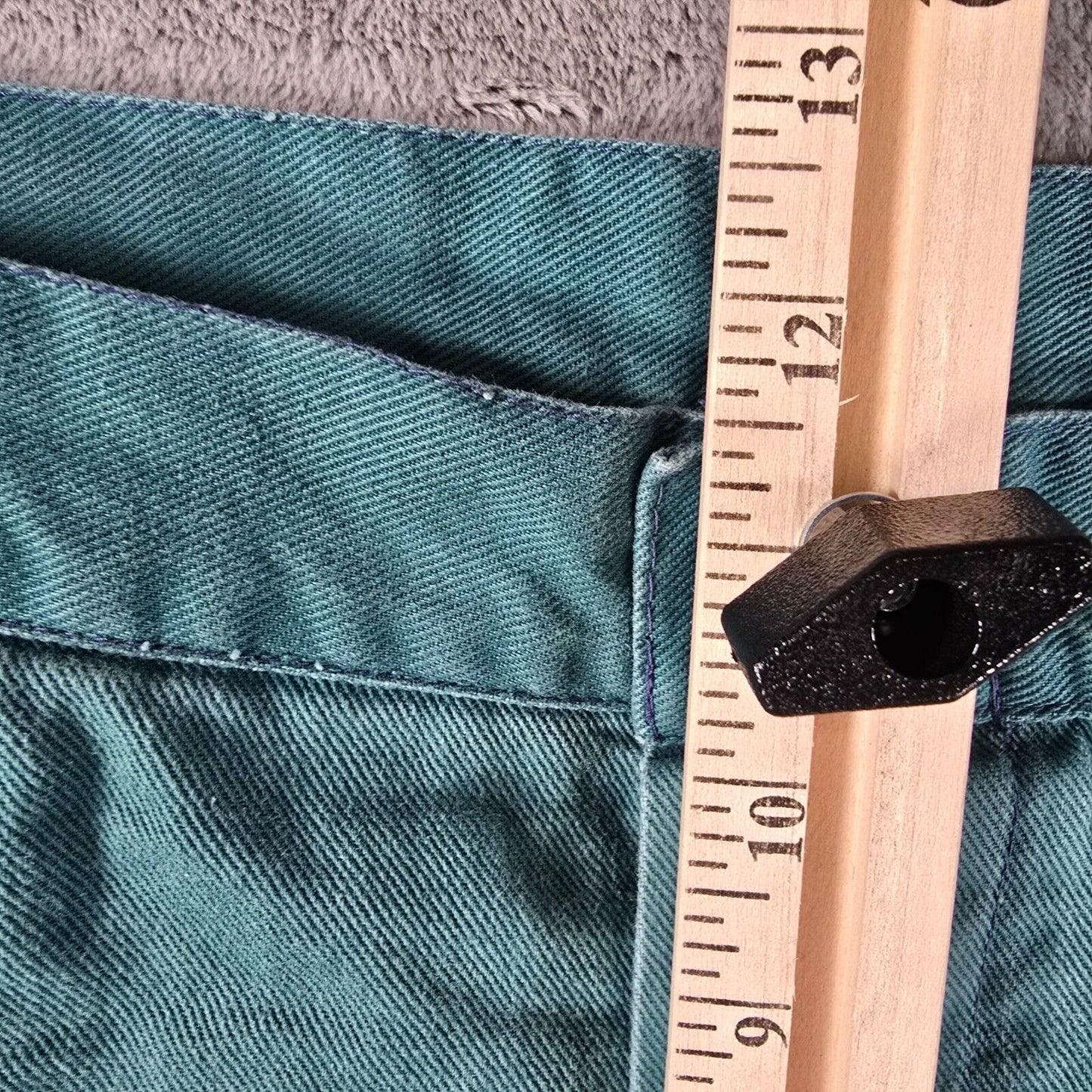Vintage Y2K Distressed Teal Cotton Workwear Pants w/ Purple Stitching (33x30)