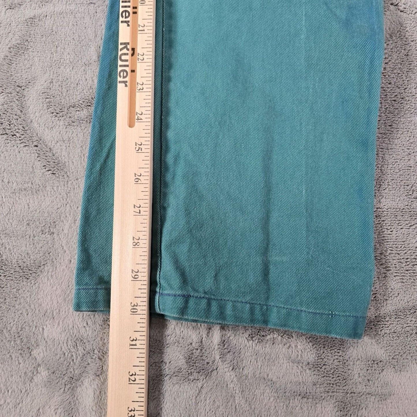 Vintage Y2K Distressed Teal Cotton Workwear Pants w/ Purple Stitching (33x30)