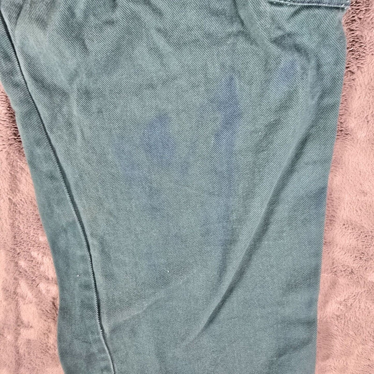 Vintage Y2K Distressed Teal Cotton Workwear Pants w/ Purple Stitching (33x30)