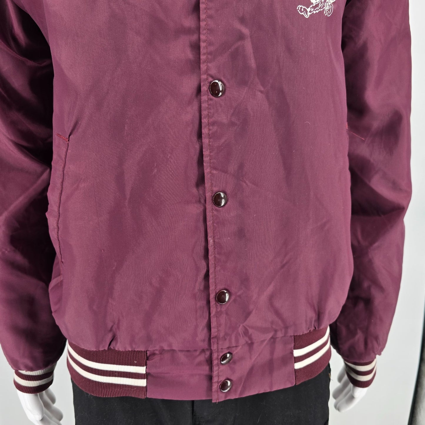 Vintage 1980s Hartwell College of the Ozarks Bobcats Satin Bomber Jacket (L)