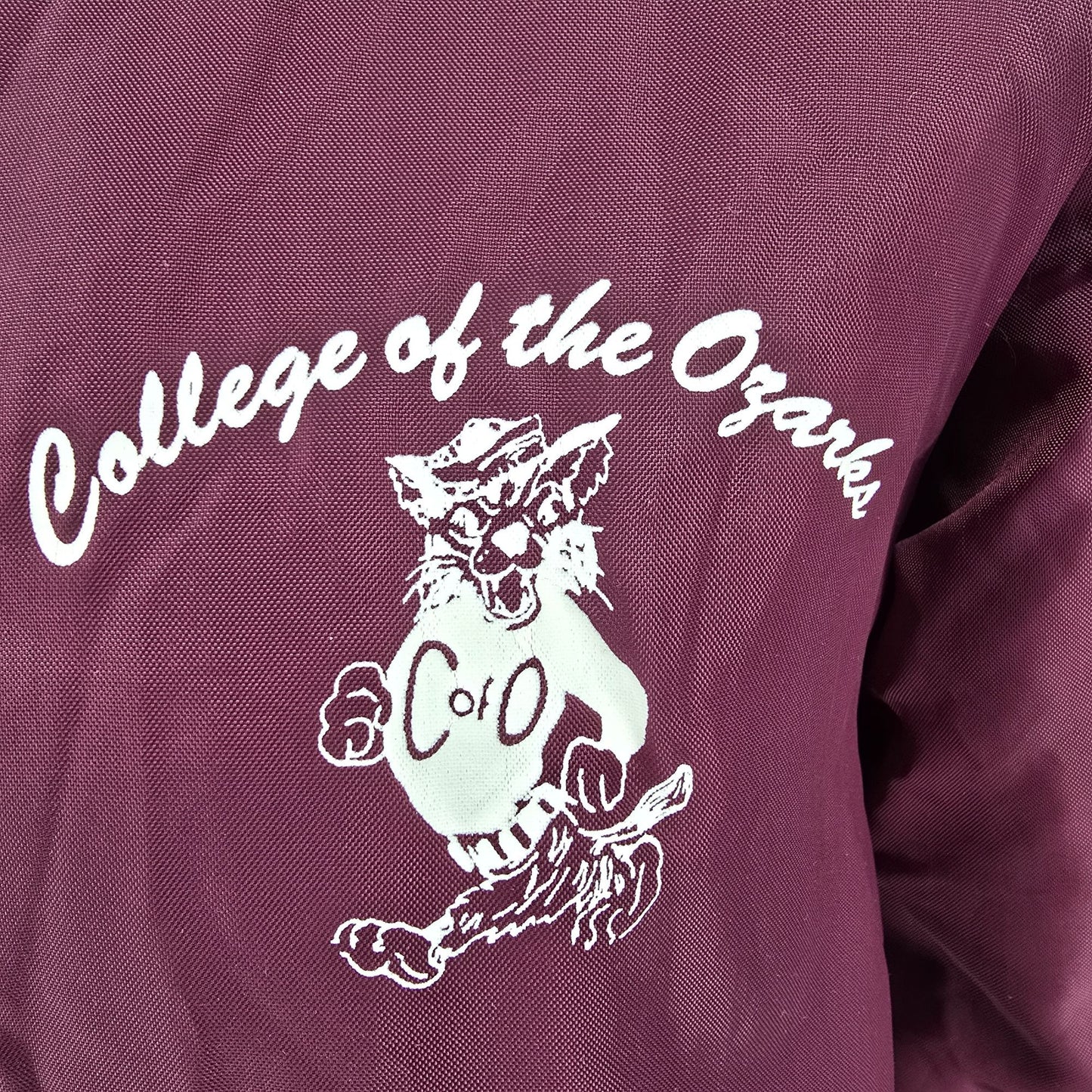 Vintage 1980s Hartwell College of the Ozarks Bobcats Satin Bomber Jacket (L)