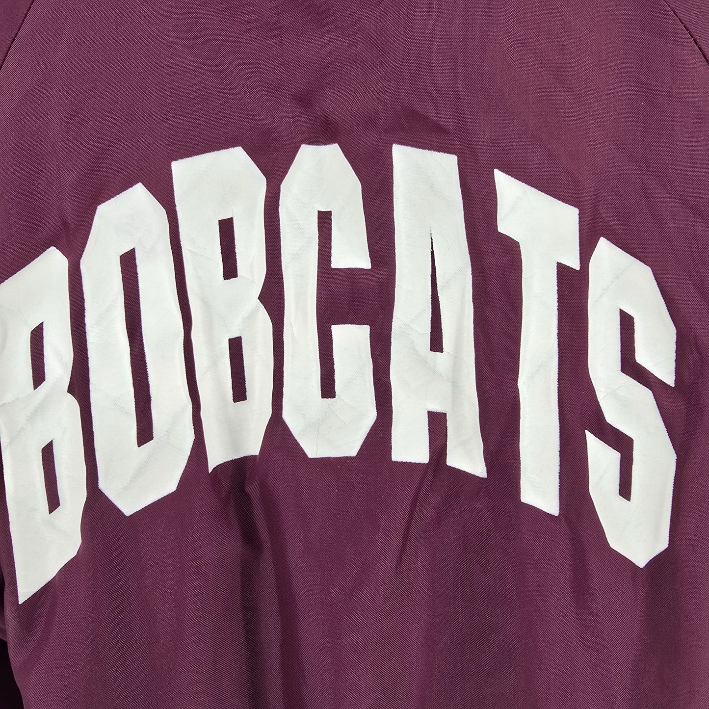Vintage 1980s Hartwell College of the Ozarks Bobcats Satin Bomber Jacket (L)