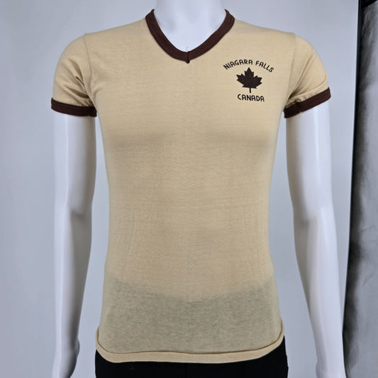 Vintage 1970s Irwin Specialties Niagra Falls Canada Ringer Tee T-Shirt (XS)