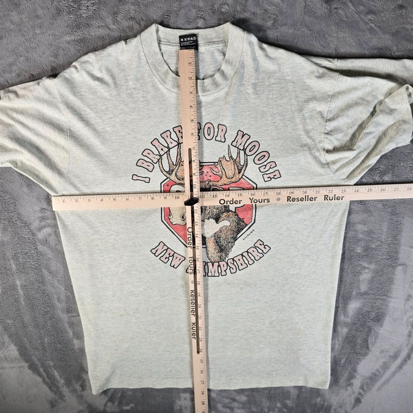 Distressed Vintage 1990s New Hampshire "I Brake For Moose" Graphic T-Shirt (XL)