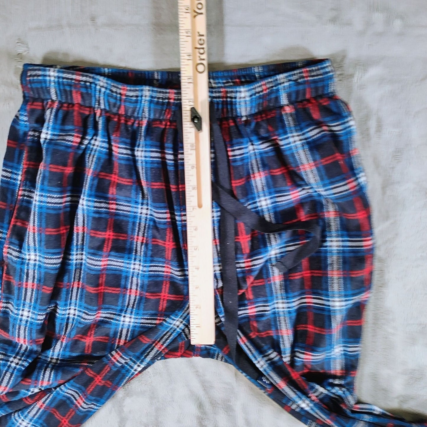 Izod Mens Red and Blue Plaid Fleece Pajama Sleep Pants (Medium)