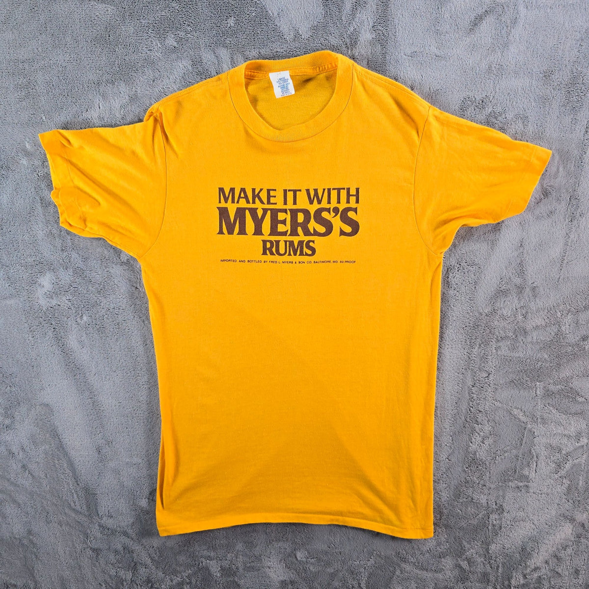Vintage 1980s Anvil Golden Yellow "Make it with Myers's Rums" Promo Shirt (S)