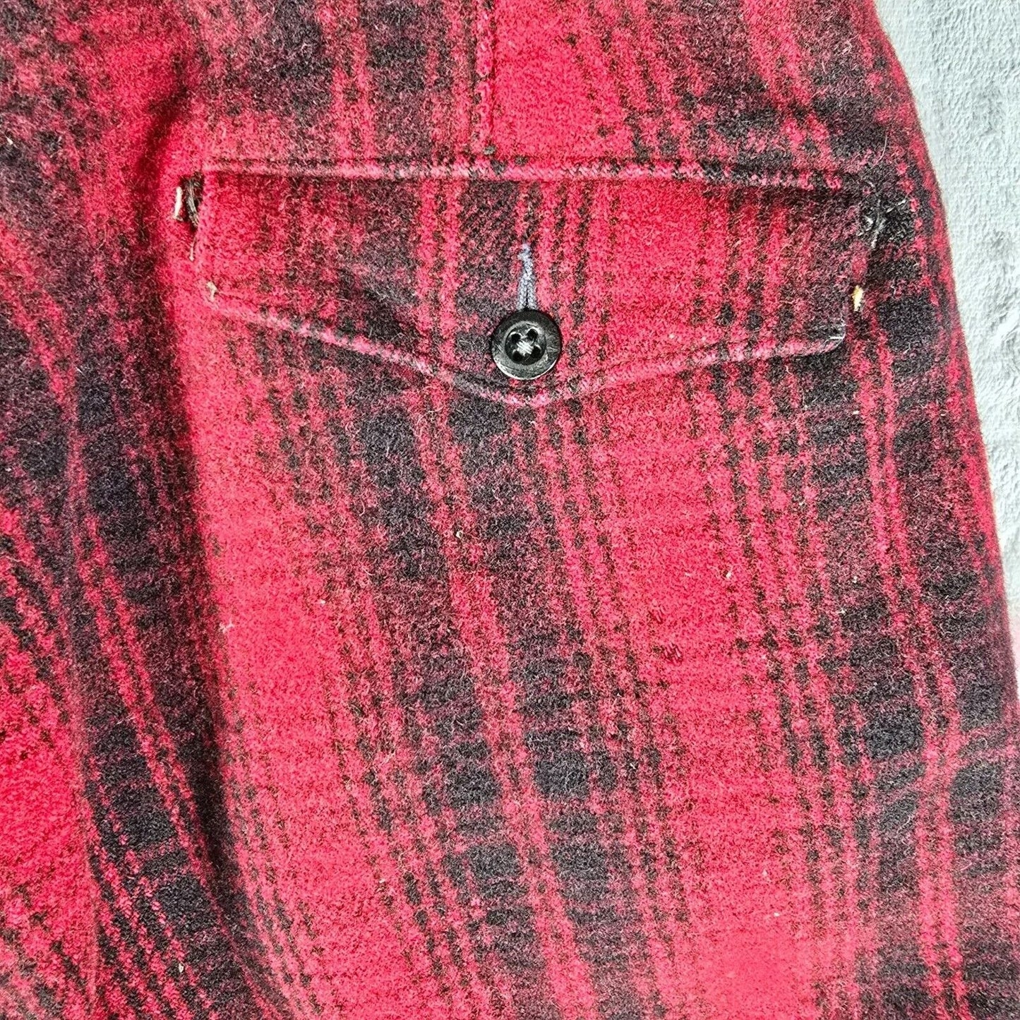 Vintage 1953 Woolrich Red & Black Buffalo Plaid Wool Hunting Pants (32x27)
