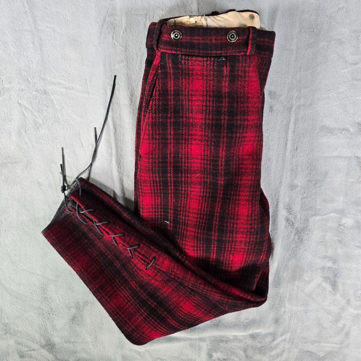 Vintage 1953 Woolrich Red & Black Buffalo Plaid Wool Hunting Pants (32x27)