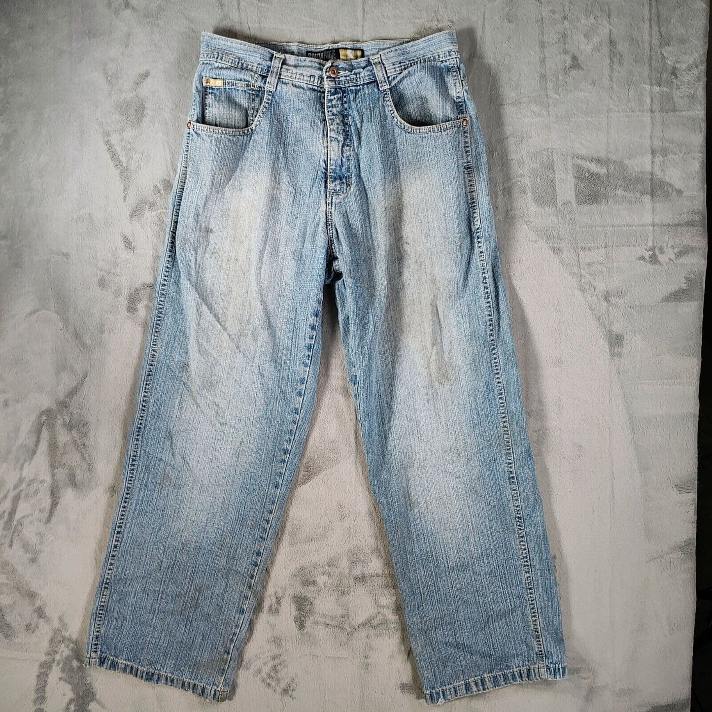 Y2K Southpole Men's Gold Tab Relaxed Fit Distressed Denim Jeans (Size 34x30)