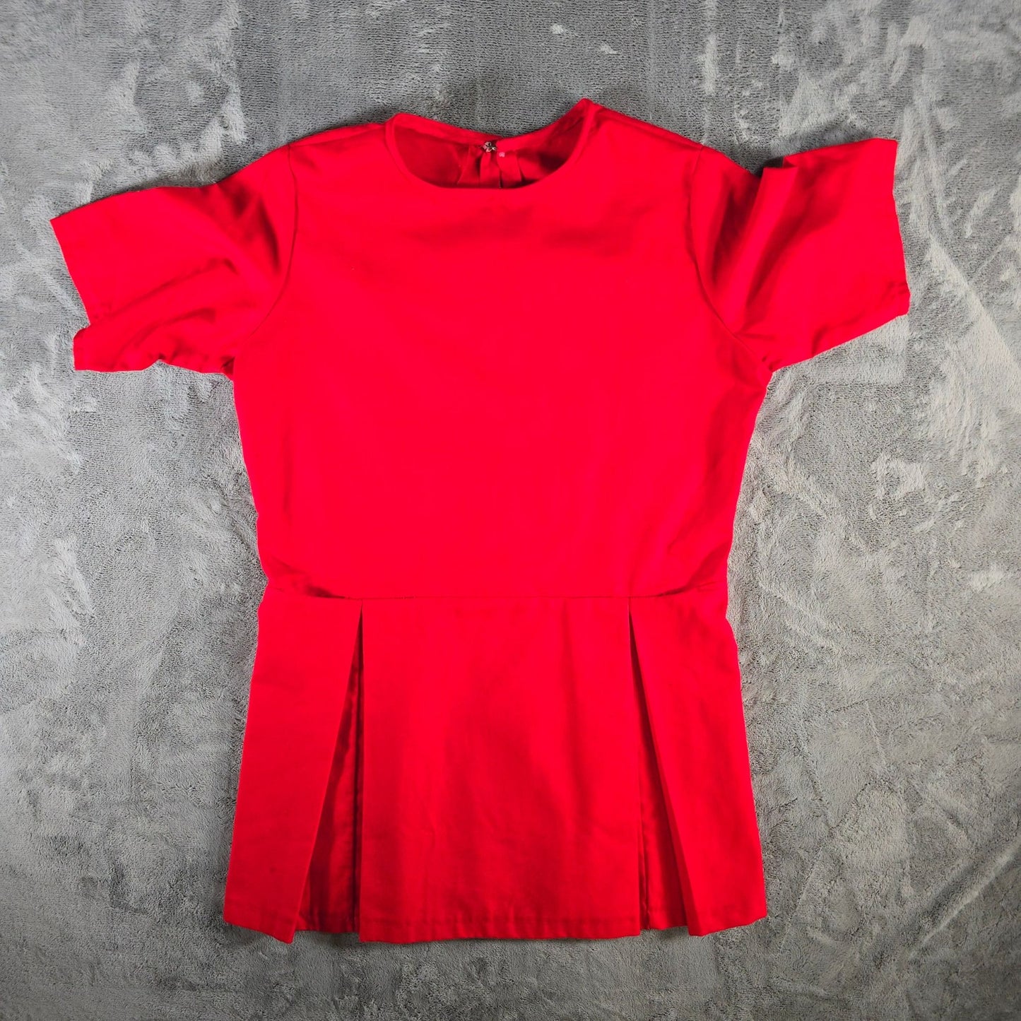 Vintage 1960s Masters Youngstown Ohio Red Drop-Waist A-Line Box Pleat Dress (XL)