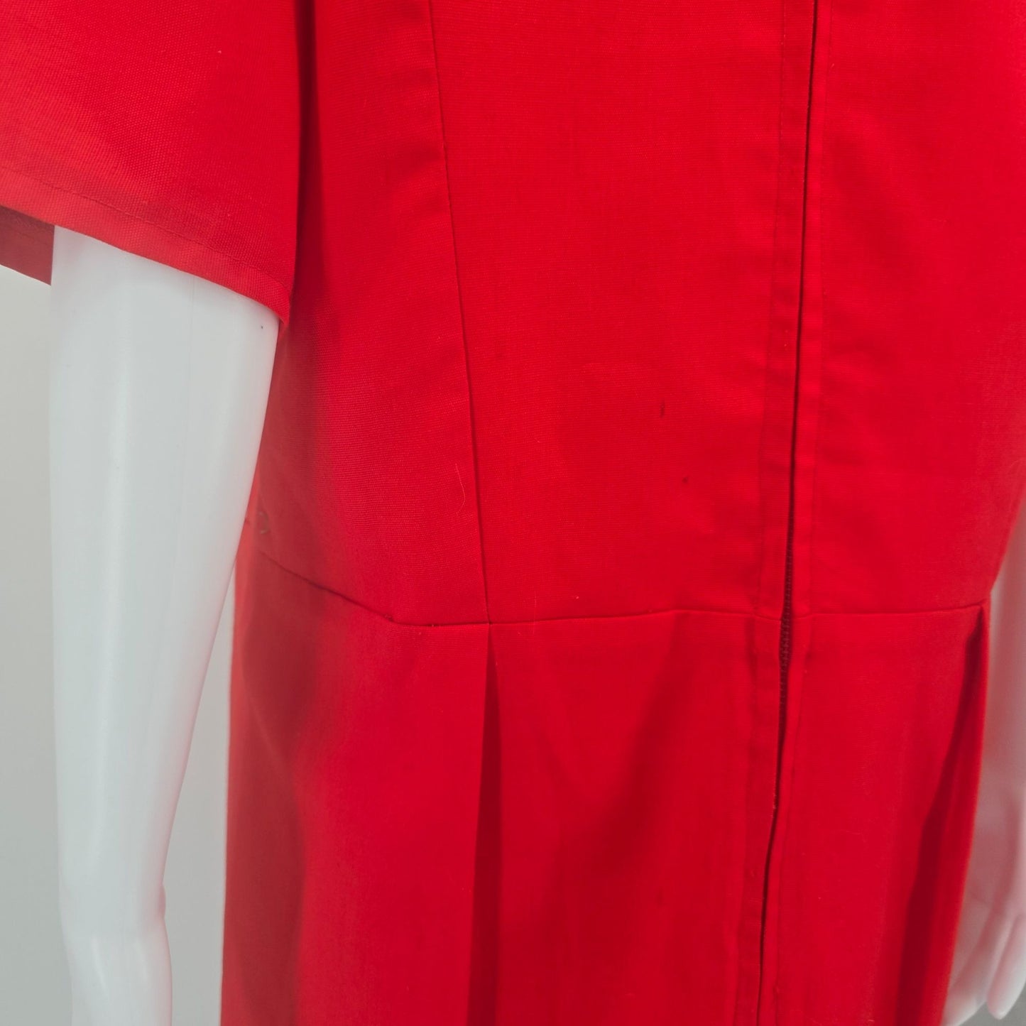 Vintage 1960s Masters Youngstown Ohio Red Drop-Waist A-Line Box Pleat Dress (XL)