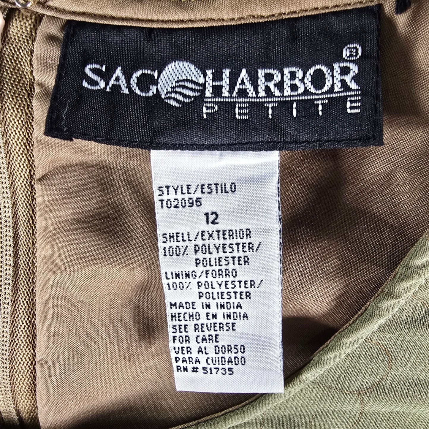 Vintage Y2K Sag Harbor Petite Olive Green Ombre Sleeveless Shift Dress (12P)