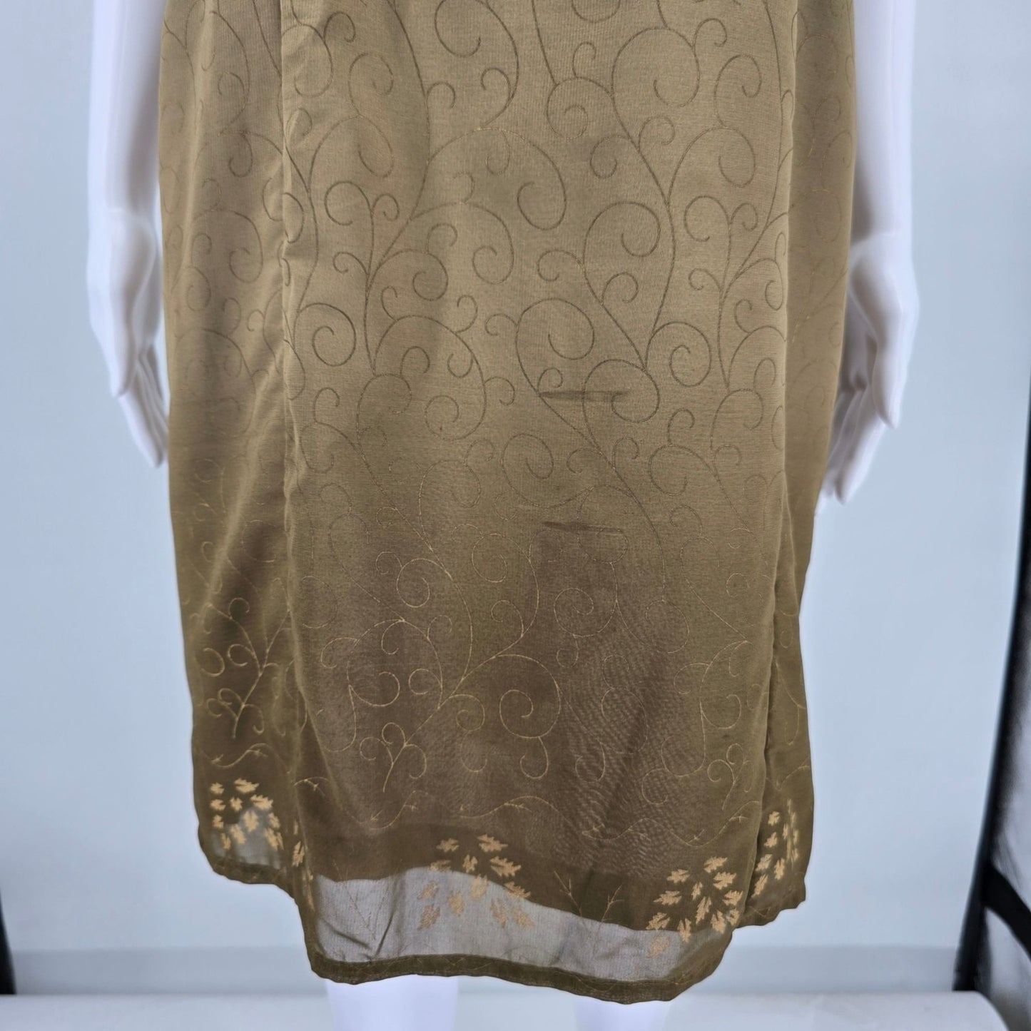 Vintage Y2K Sag Harbor Petite Olive Green Ombre Sleeveless Shift Dress (12P)