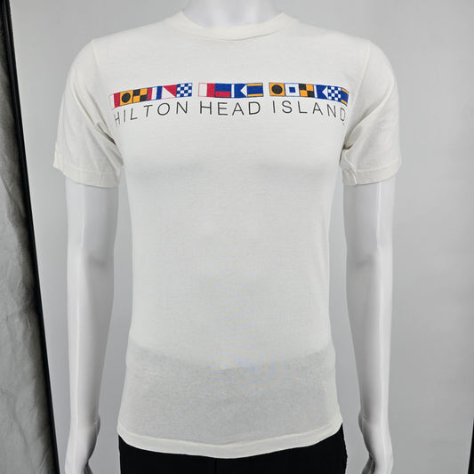 Vintage 1990s All Sport Hilton Head Island Nautical Signal Flags T-Shirt (S)